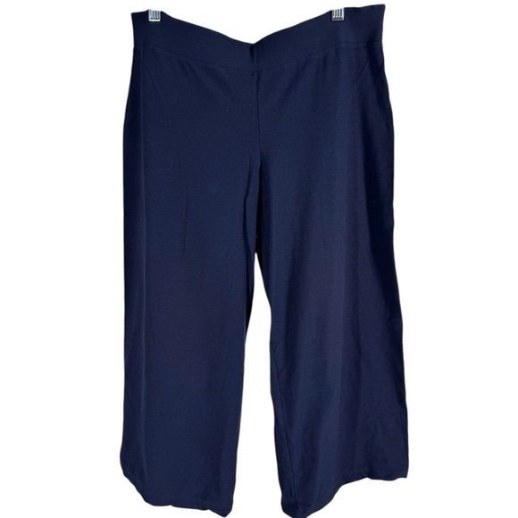 Eileen Fisher Wide Leg Viscous Stretch Knit Crop Pant Pull On Elastic Waist Med - Picture 1 of 3